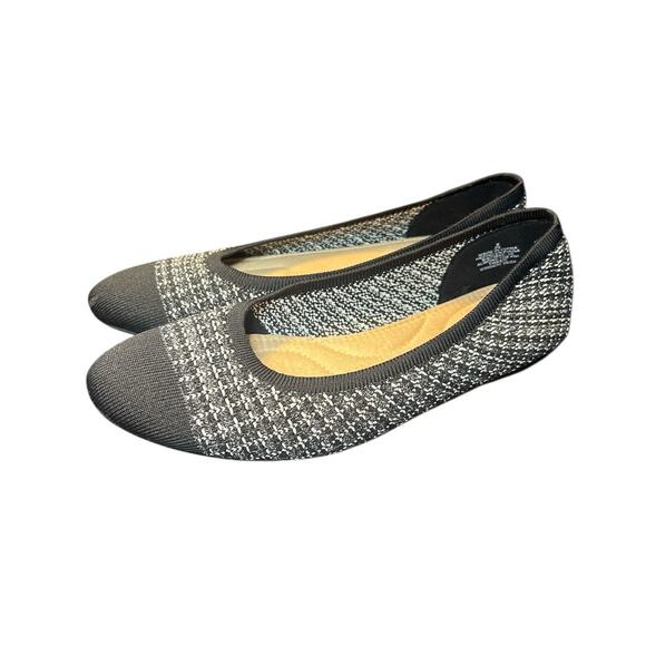 Old Navy Black & Silver Knit Tweed Almond Toe Ballet Flats - Size 9 - Picture 3 of 6